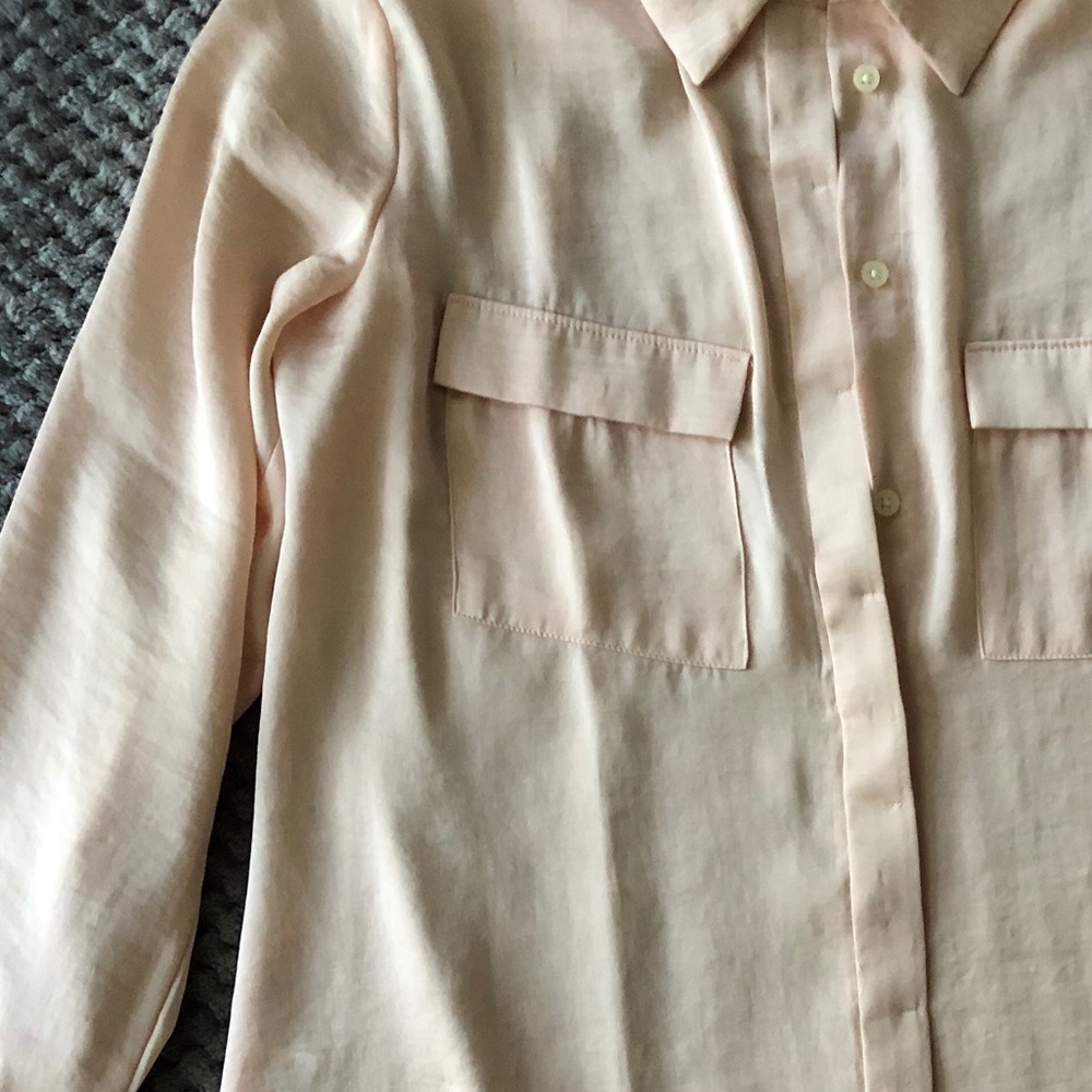 LOFT Shimmer Soft Pink Sz S Button Up